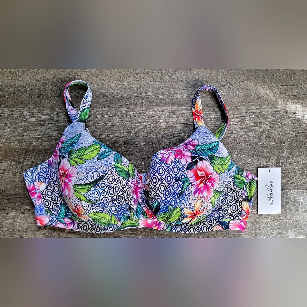 Swimsuits for All Bikini Top Women's 42D Pink, Blu